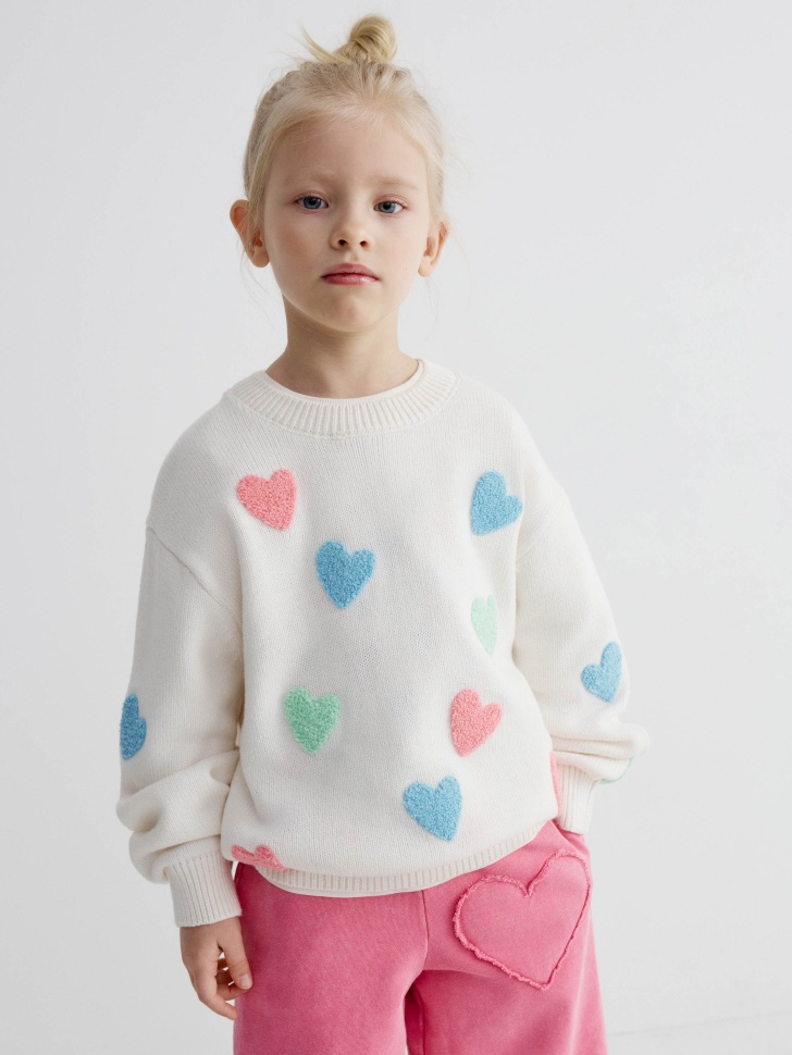 

Джемпер оверсайз с вышивкой для девочек, SL6802040603