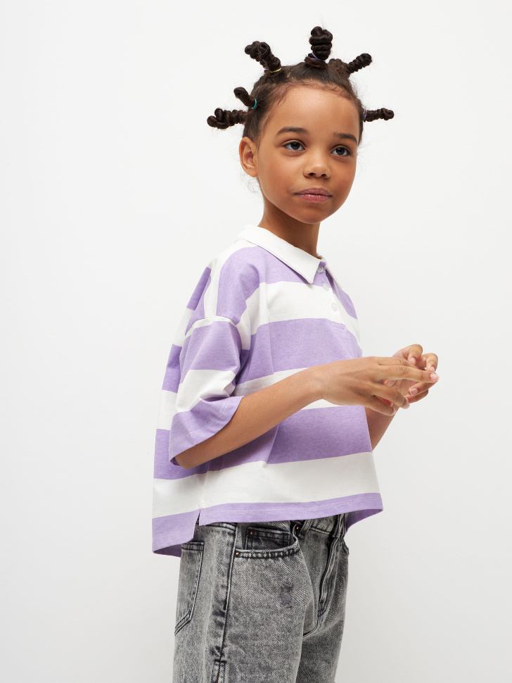 

Футболка-поло в полоску для девочек, Сиреневый
