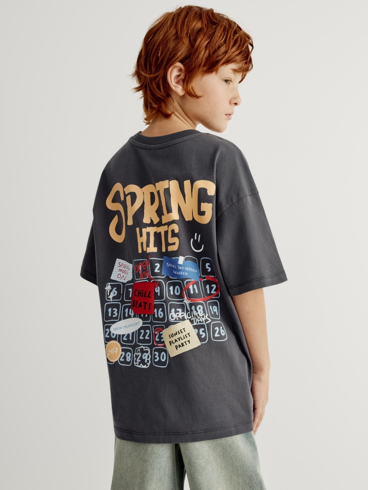 

Футболка оверсайз с принтом для мальчиков, SL6803070203