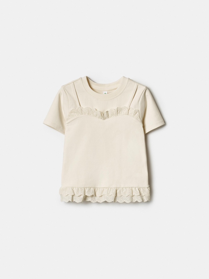 Футболка SELA для девочек с многослойным дизайном, бежевый, арт. 39094