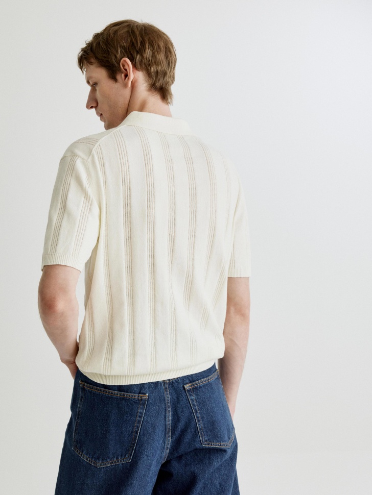 вязаное поло с коротким рукавом из россии вид сбоку