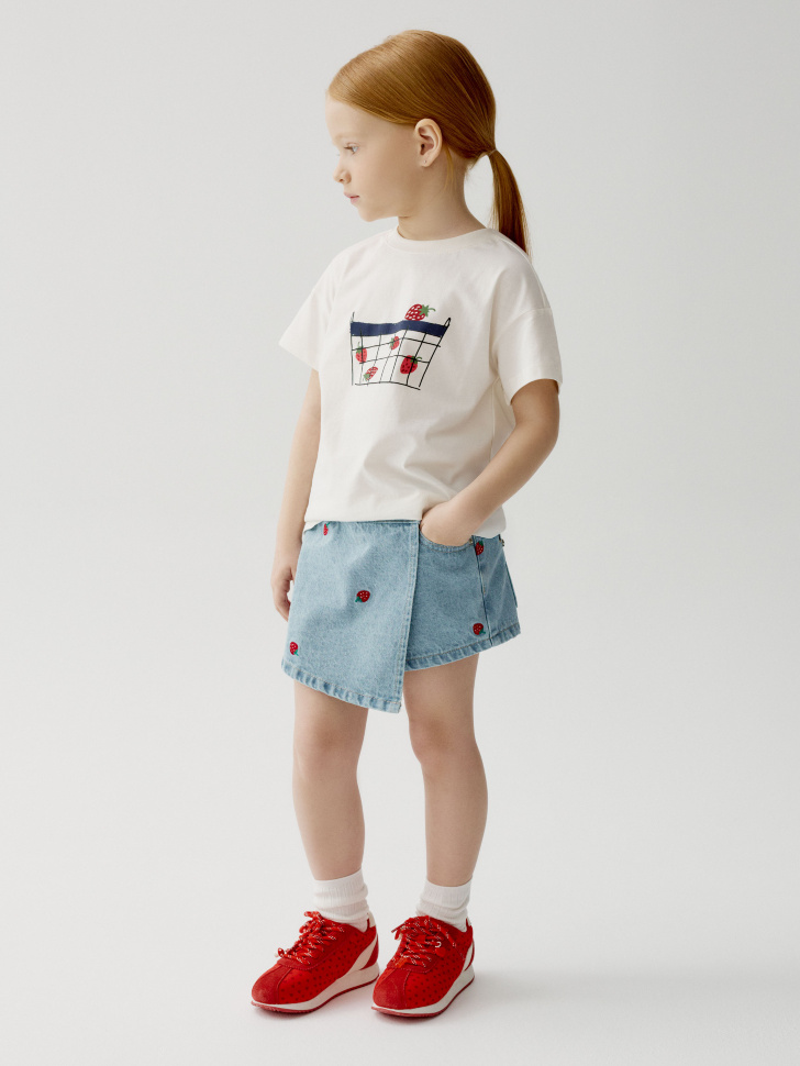 джинсовая юбка-шорты с принтом для девочек 4610517538710 фотография