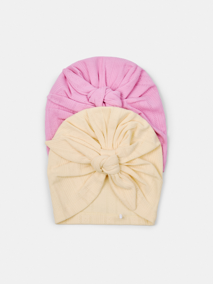 Набор из 2 трикотажных шапок с узелком Sela, разноцветный, арт. 52807