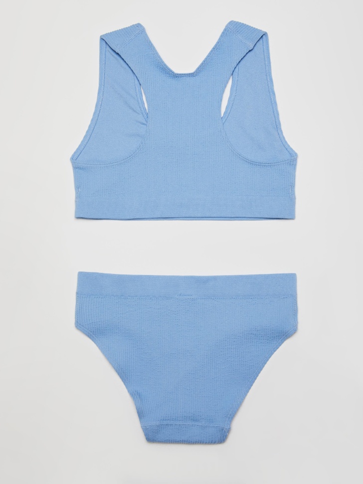 Раздельный купальник в рубчик для девочек (синий, 140-152 (10-12 YEARS)) sela 4603375530095 - фото 3