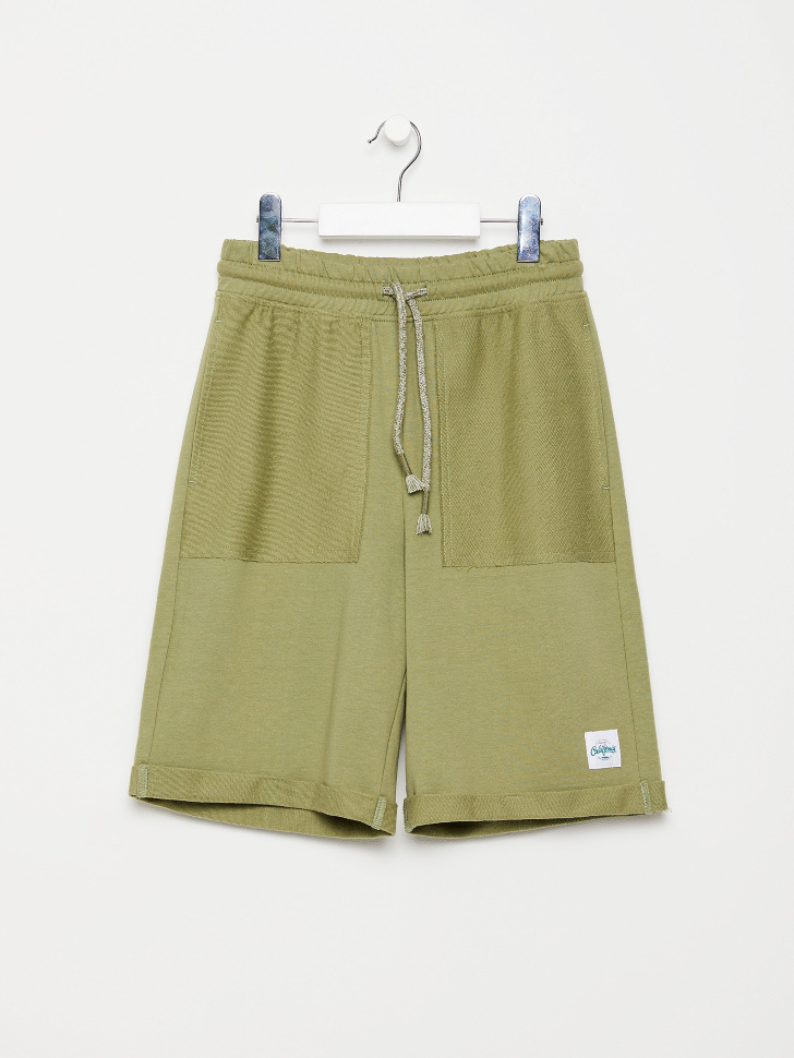 Трикотажные шорты с отворотами для мальчиков (зеленый, 146/ 11-12 YEARS)