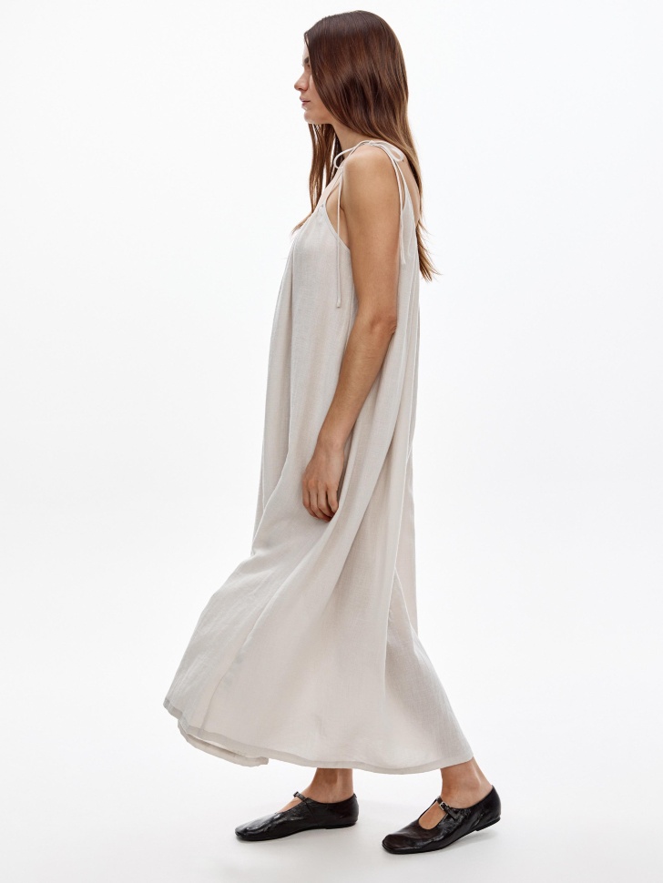 платье миди оверсайз из вискозы со льном от бренда sela вид слева