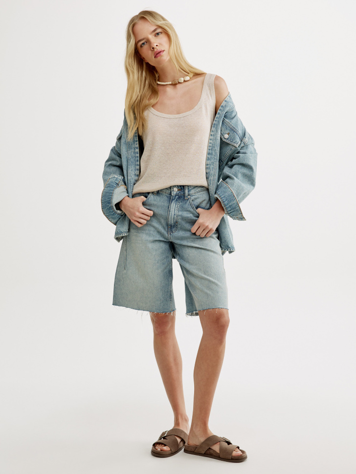 топ из льна от бренда sela вид слева