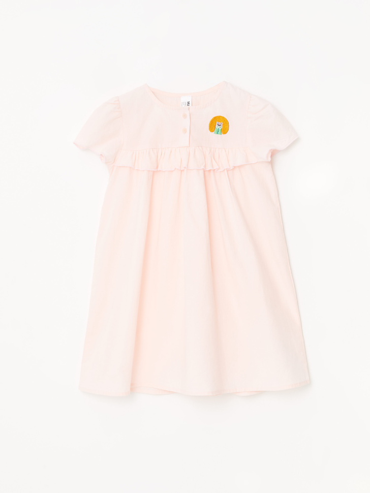 Домашнее платье с вышивкой для девочек (розовый, 92-98 (2-3 YEARS)) sela 4603375771702 - фото 2