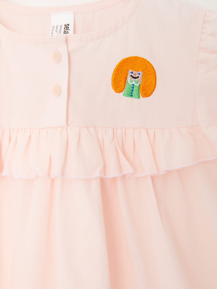 Домашнее платье с вышивкой для девочек (розовый, 92-98 (2-3 YEARS)) sela 4603375771702 - фото 3