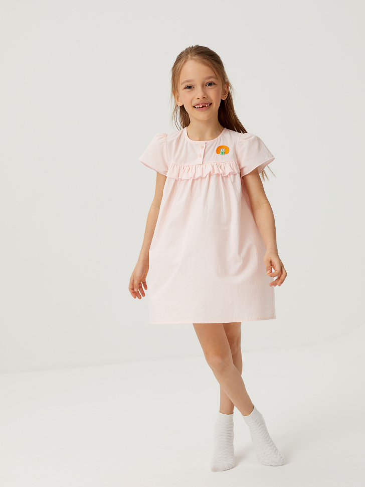 Домашнее платье с вышивкой для девочек (розовый, 92-98 (2-3 YEARS)) sela 4603375771702 - фото 6