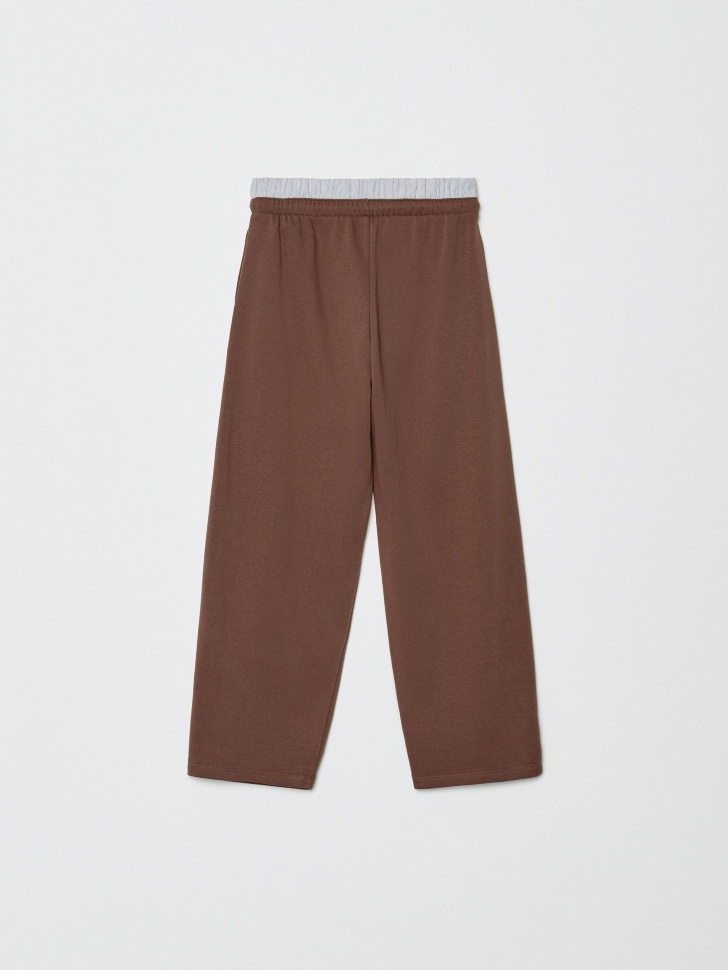 трикотажные брюки с двойным поясом для девочек из россии вид сбоку