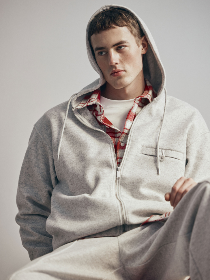 Толстовка оверсайз на молнии, серый, арт. 31766