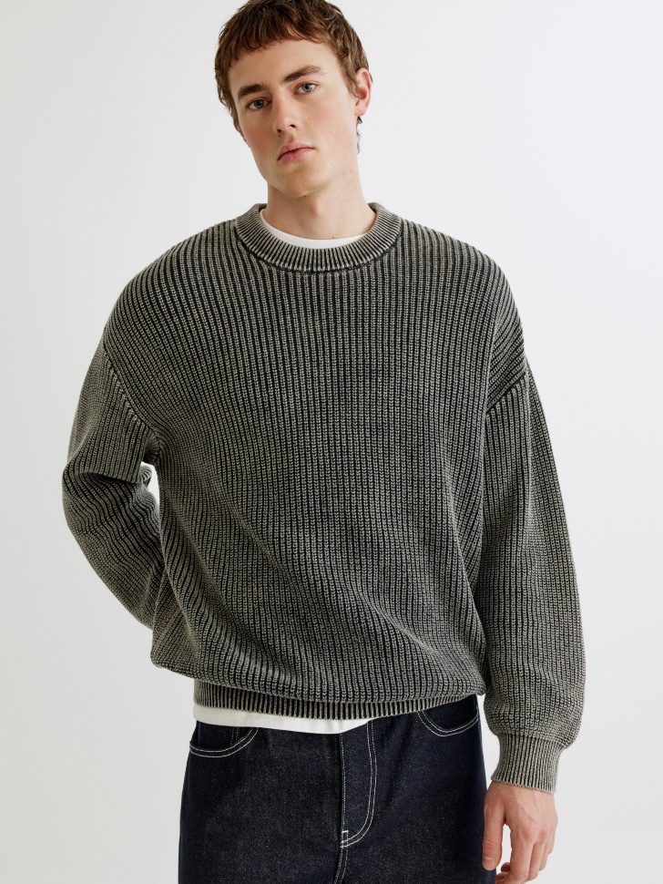 Вязаный джемпер SELA с эффектом стирки, серый, арт. 35087