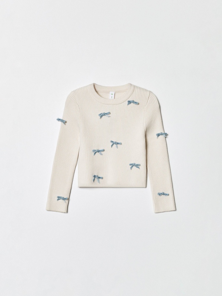 вязаный джемпер с бантиками для девочек 4610517366863 фотография