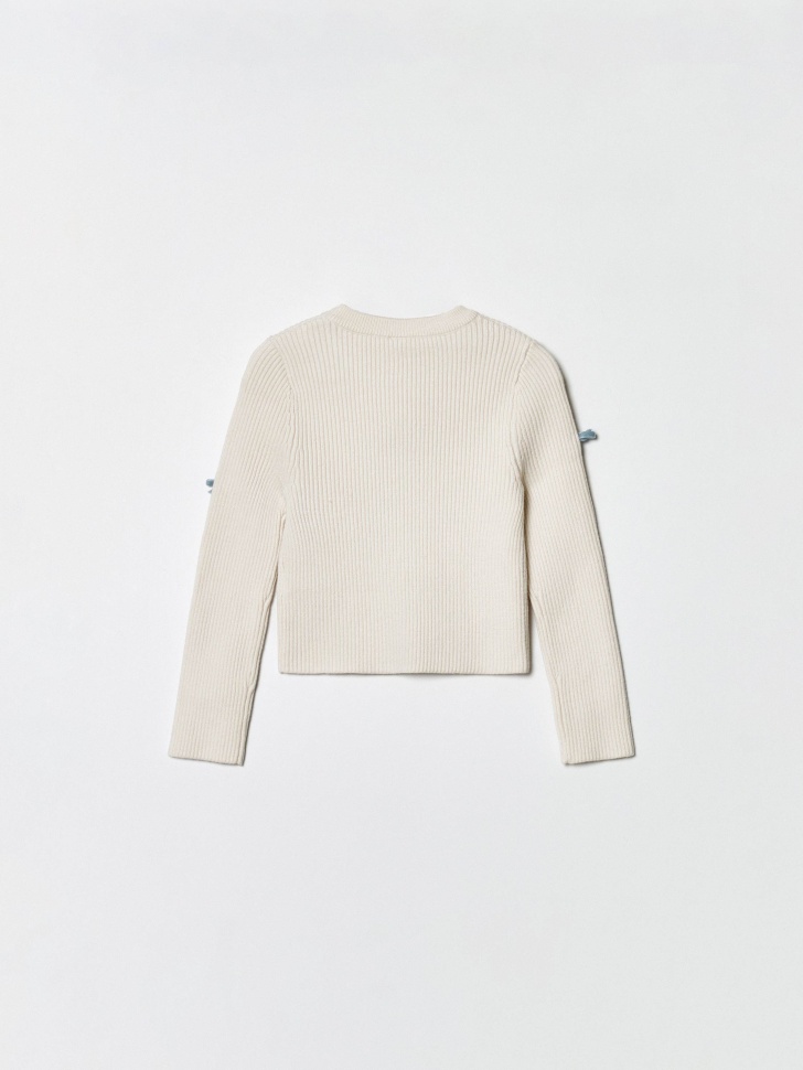 вязаный джемпер с бантиками для девочек от бренда sela вид слева