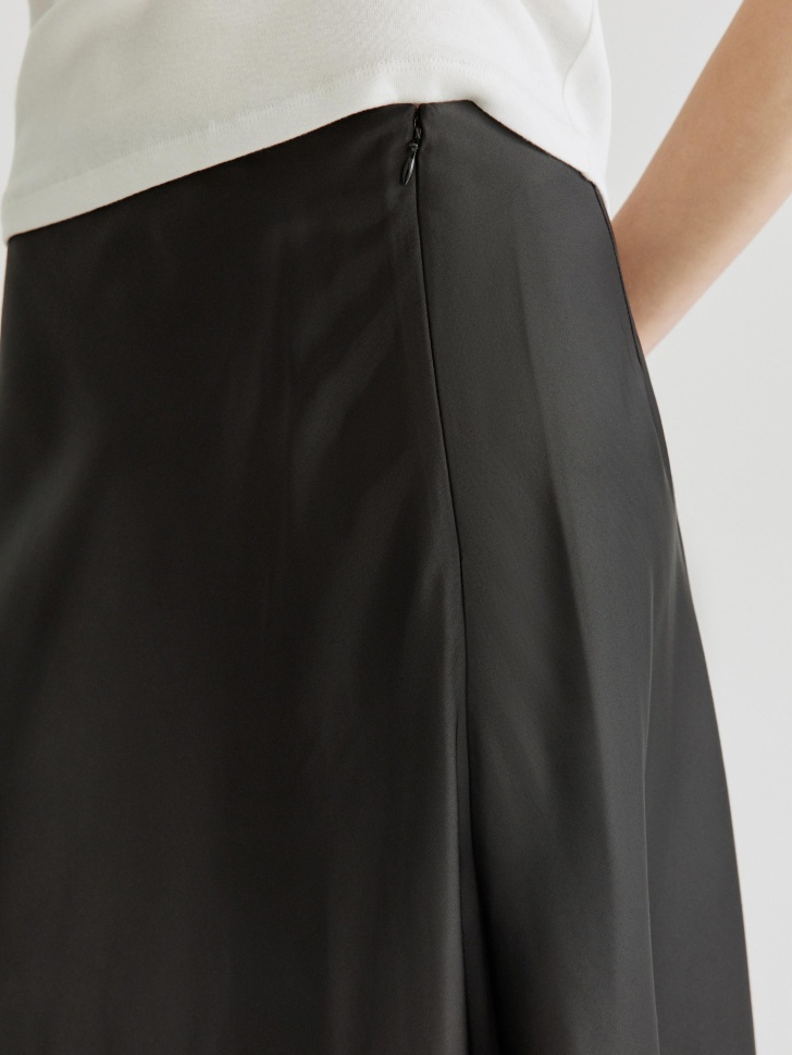 асимметричная юбка миди из сатина с кружевом из россии вид сбоку