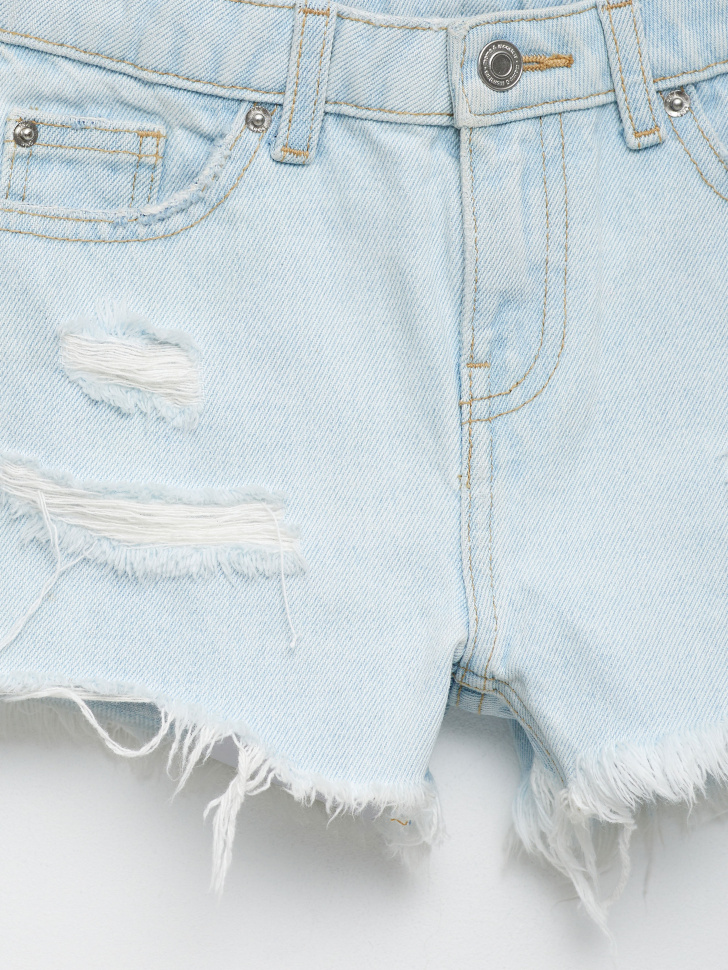 Рваные джинсовые шорты для девочек (синий, 122) sela 4680129501402 - фото 3