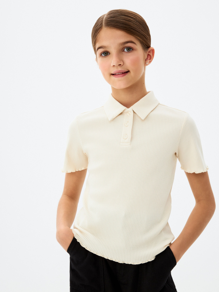 

Поло в рубчик с короткими рукавами для девочек