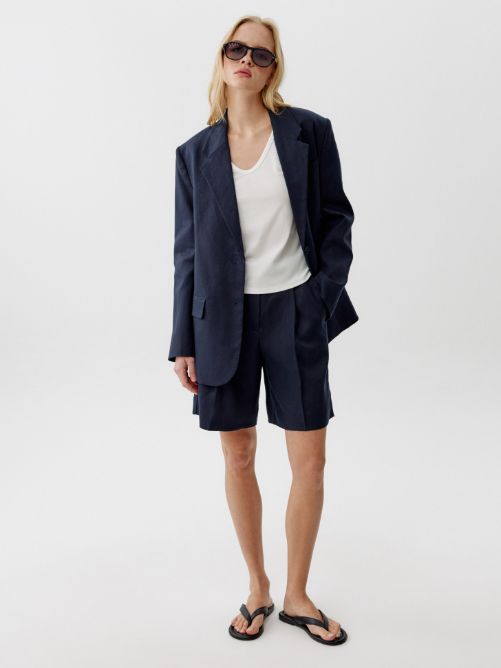 Шорты SELA из льна, синий, арт. 52258