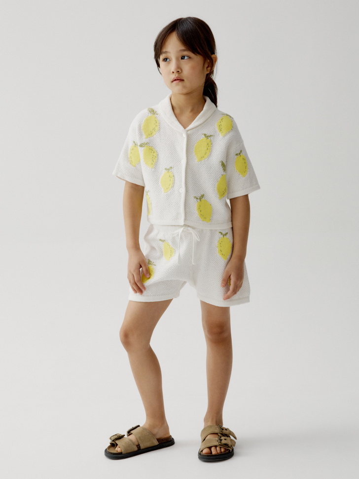 вязаные шорты с жаккардовым рисунком для девочек 4610517911261 фотография