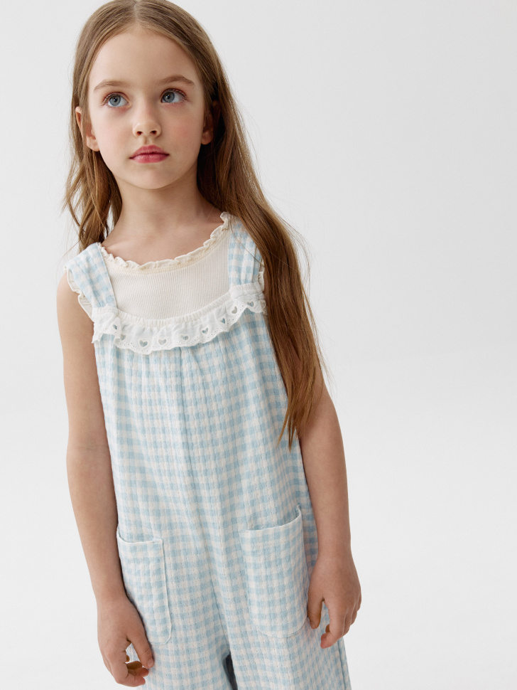 комбинезон в клетку для девочек из россии вид сбоку