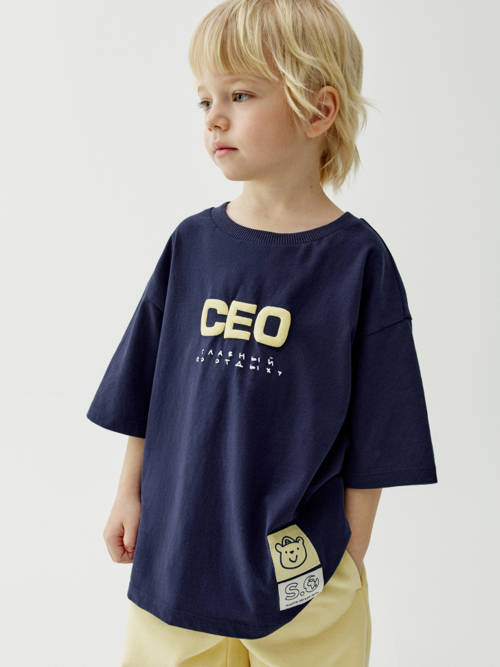 Футболка оверсайз Sela с принтом, синий, арт. 54411