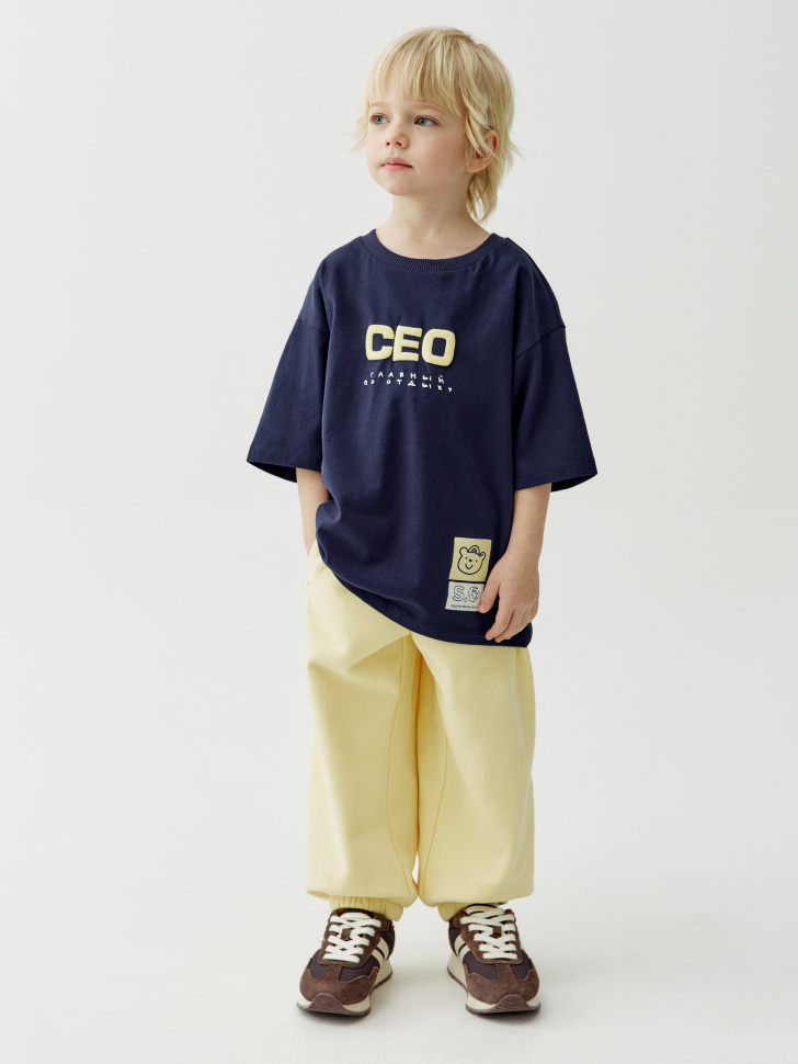 футболка оверсайз для мальчиков с принтом  x яндекс путешествия от бренда sela вид слева