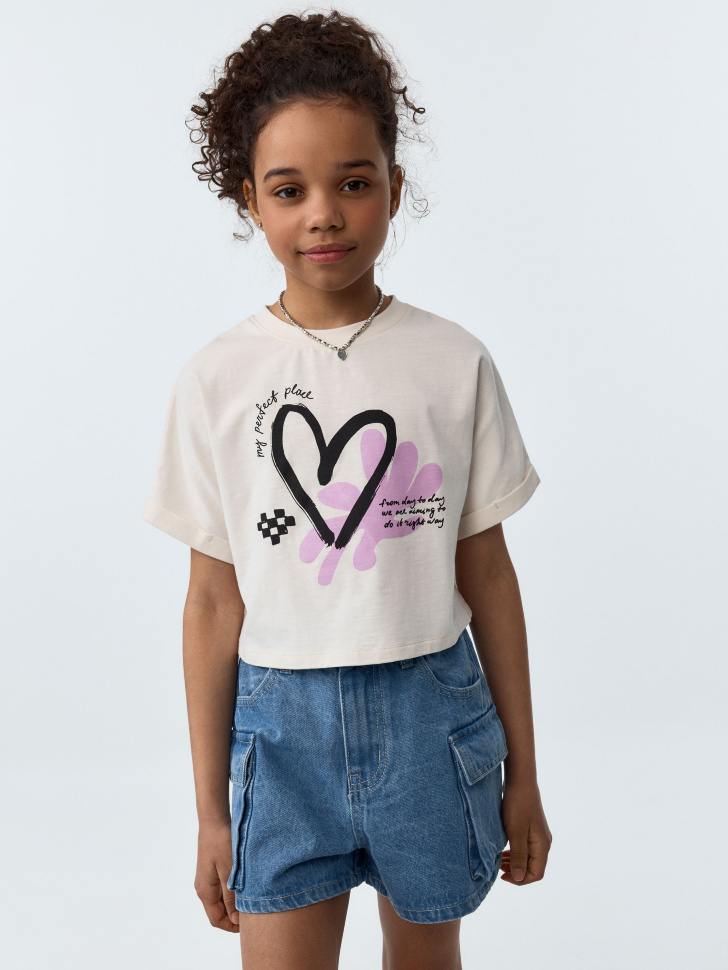 

Укороченная футболка для девочек, 4805050298