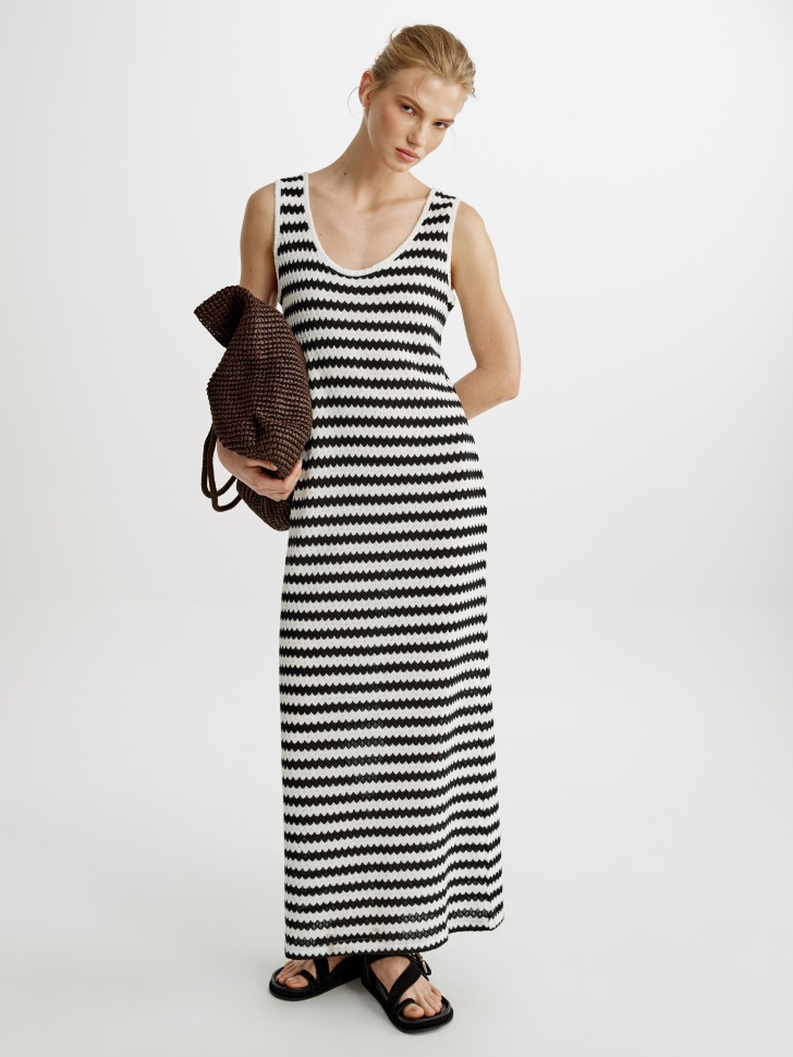 Трикотажное платье Sela макси в полоску, разноцветный, арт. 55018