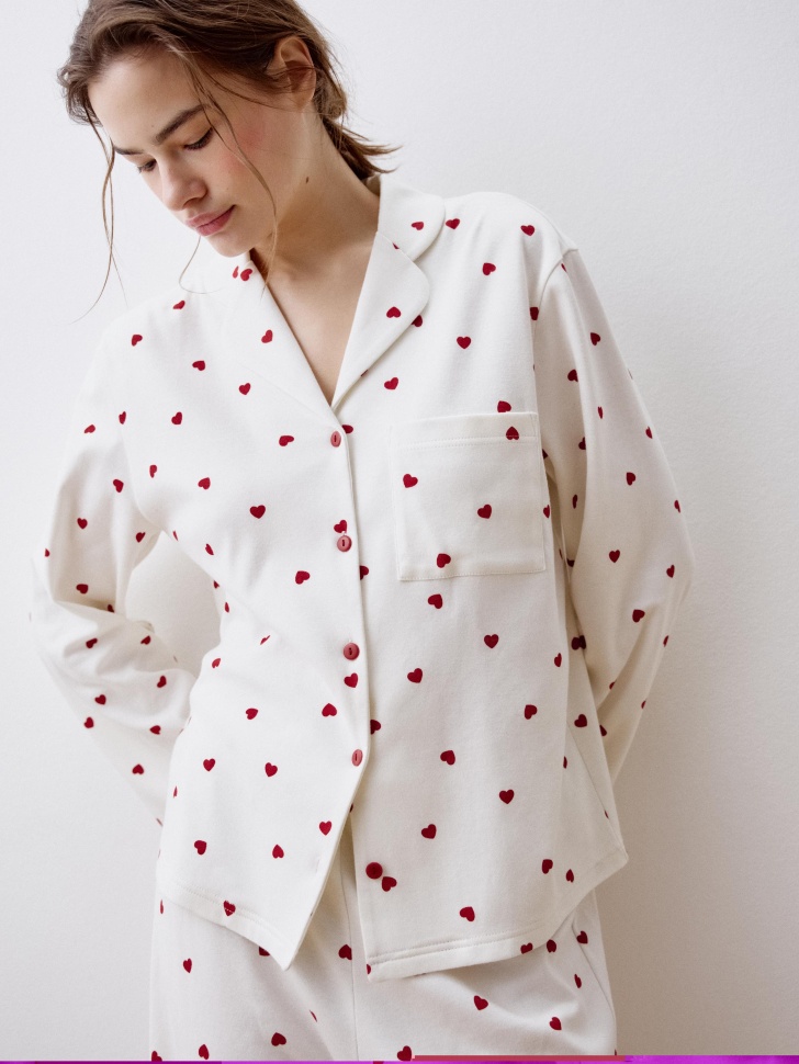 пижама с принтом в сердечко из хлопка 4610517179869 по акции