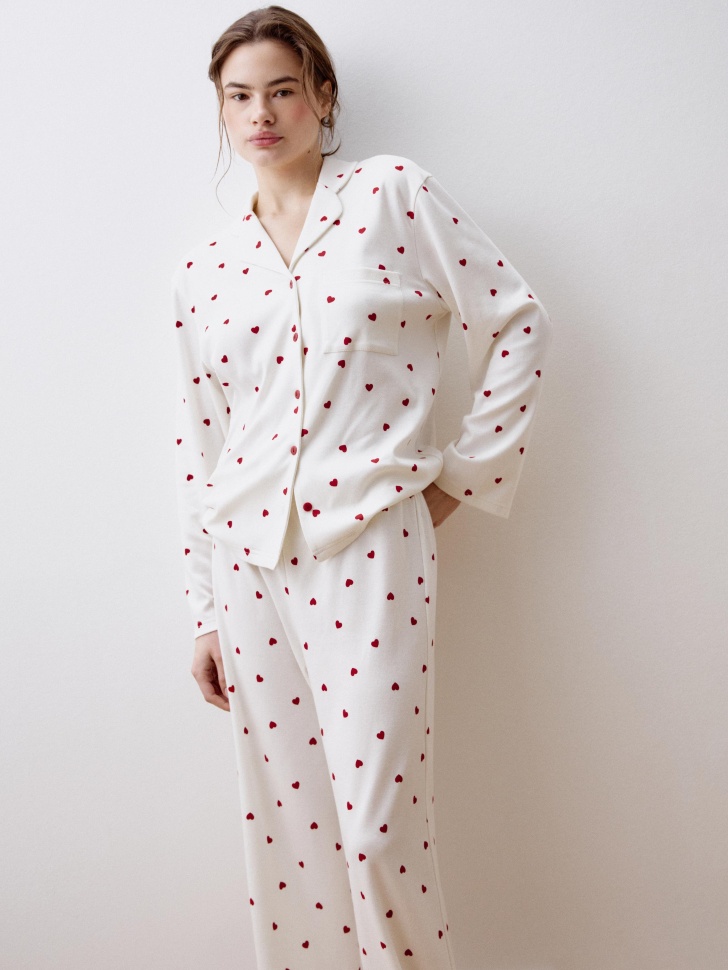 пижама с принтом в сердечко из хлопка 4610517179869 в интернет магазине