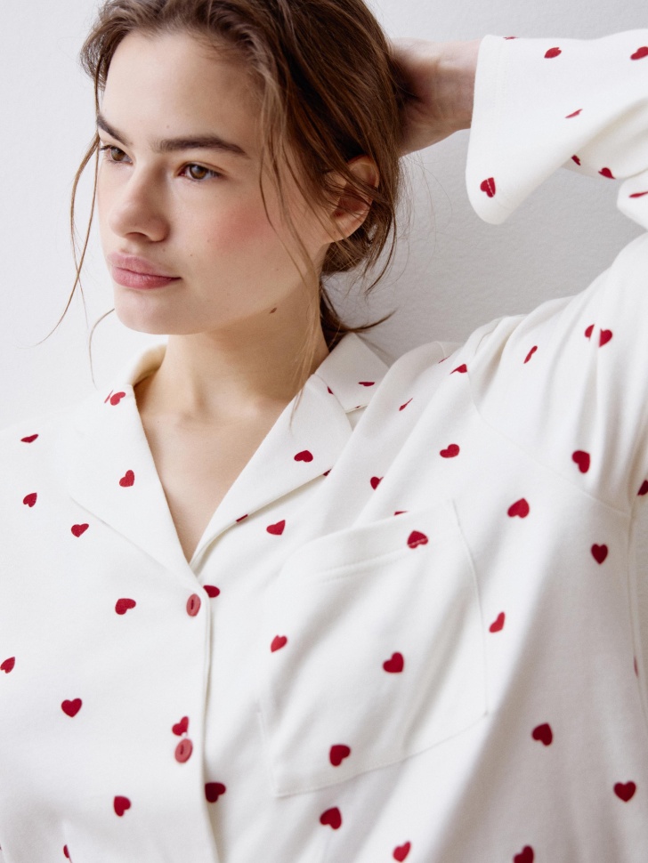 пижама с принтом в сердечко из хлопка 4610517179869 с промокодом