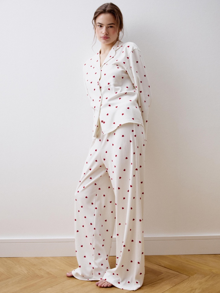 пижама с принтом в сердечко из хлопка 4610517179869 купить с доставкой