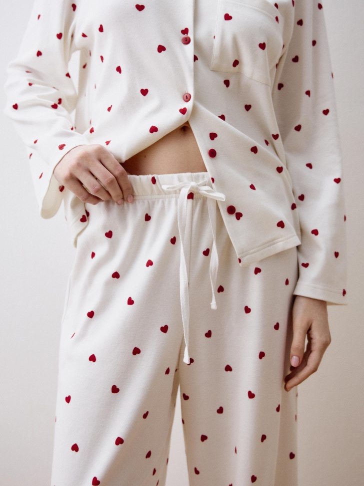 пижама с принтом в сердечко из хлопка 4610517179869 по низкой цене