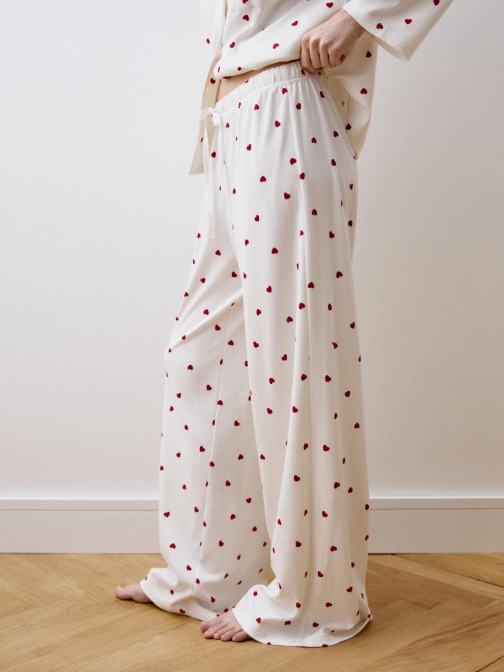 пижама с принтом в сердечко из хлопка 4610517179869 со скидкой