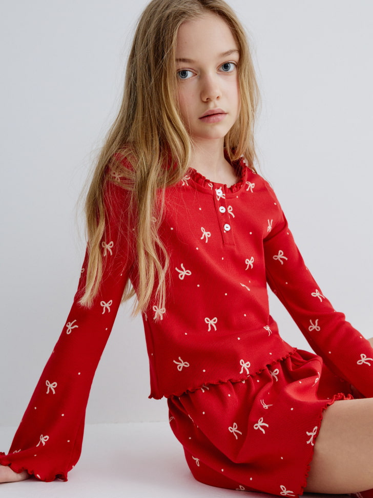 новогодняя пижама с принтом для девочек 4680798782126 фотография