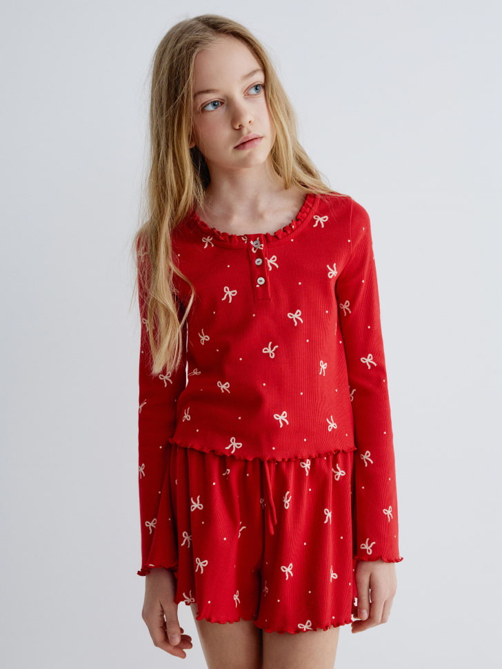 новогодняя пижама с принтом для девочек 4680798782126 с промокодом