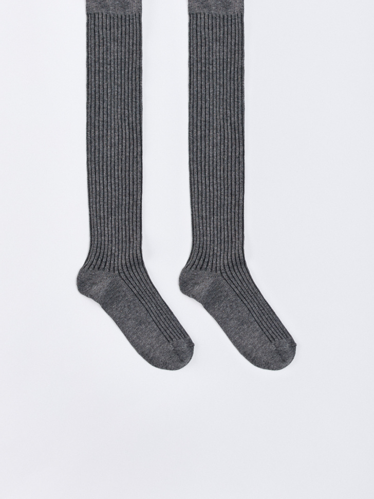 Базовые колготки Sela в рубчик для девочек, серый, арт. 35043