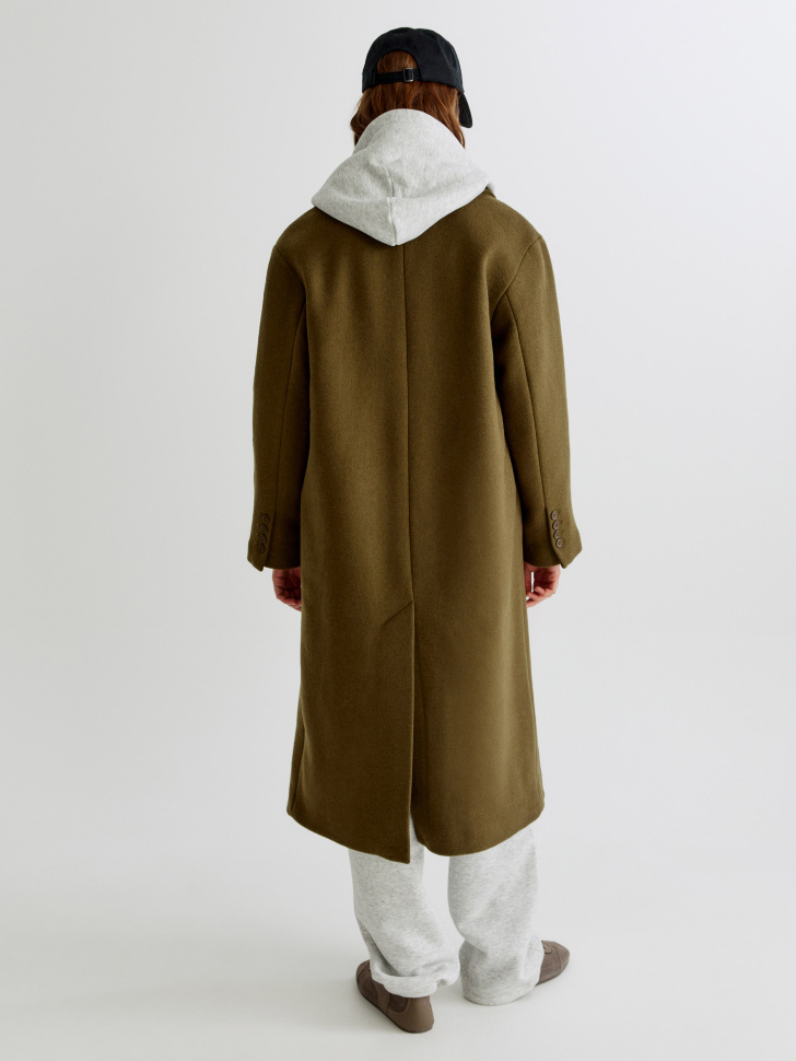 двубортное пальто миди из смесовой шерсти по цене 9999 руб вид справа