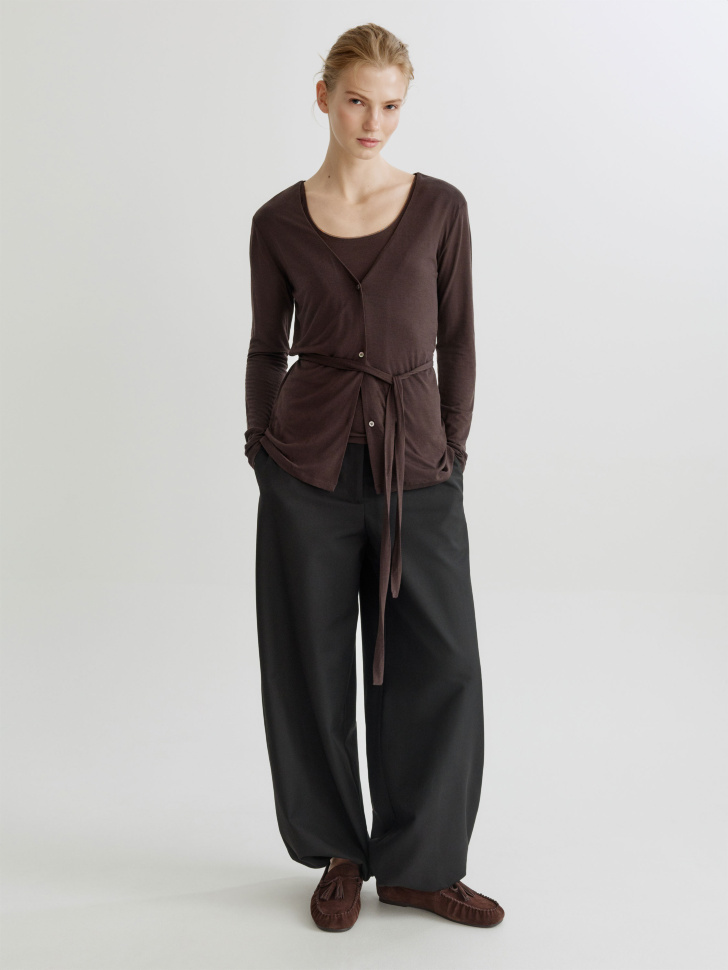 кардиган из смесового тенселя и шерсти от бренда sela вид слева