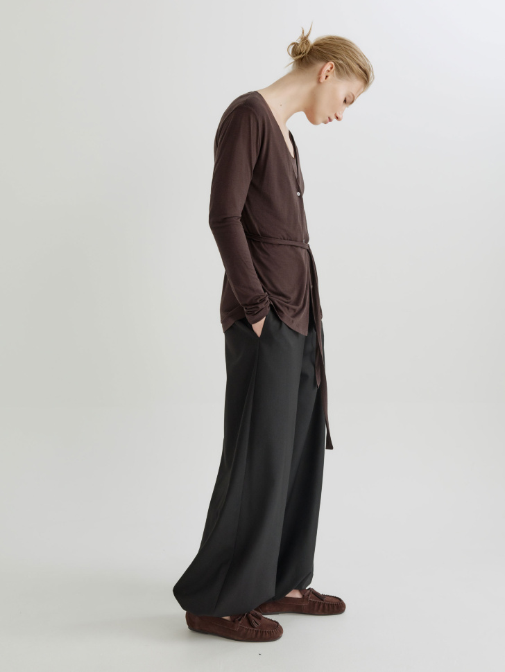 кардиган из смесового тенселя и шерсти из россии вид сбоку