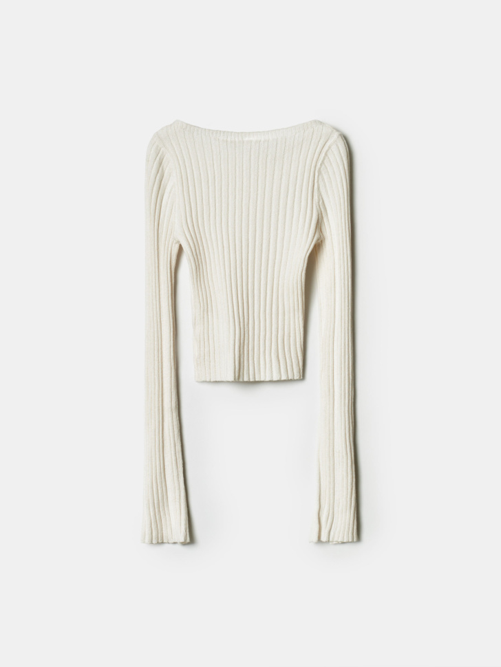 вязаный джемпер в рубчик для девочек из россии вид сбоку