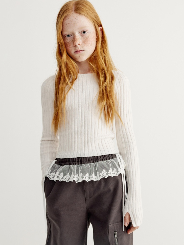 

Вязаный джемпер в рубчик для девочек, SL6803050601