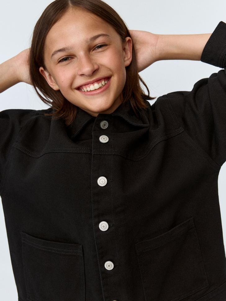 

Джинсовая куртка оверсайз детская