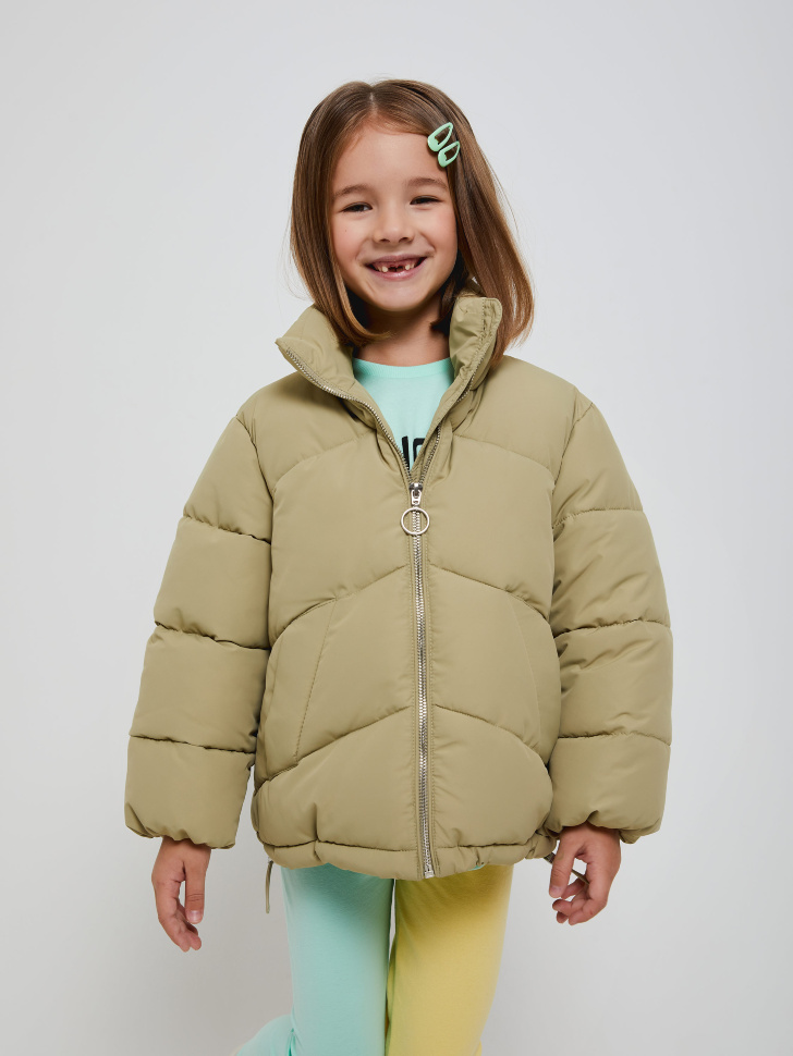 

Короткая куртка с воротником для девочек, Зеленый