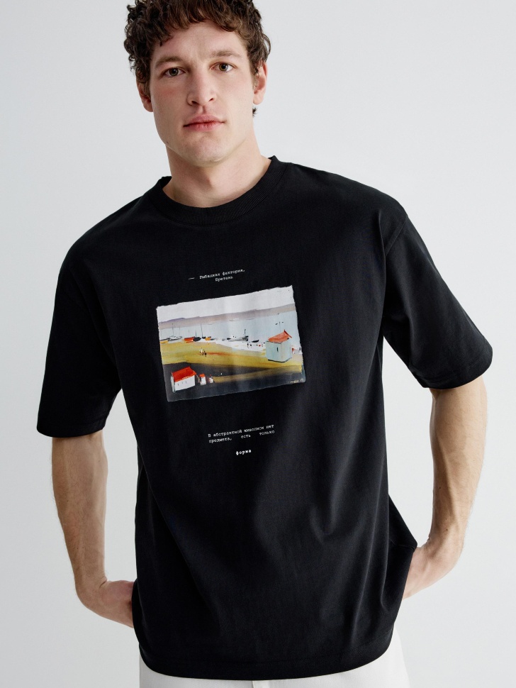 Футболка оверсайз Sela с принтом Art People, черный, арт. 44920