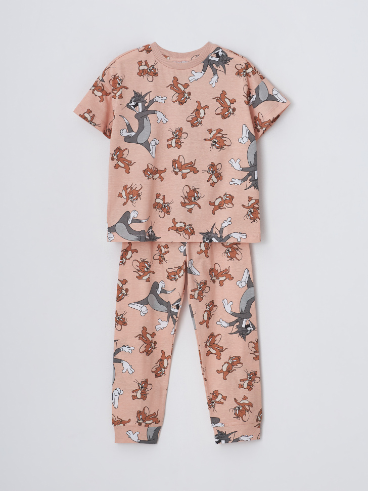 Пижама с принтом Tom and Jerry для девочек (розовый, 104-110)