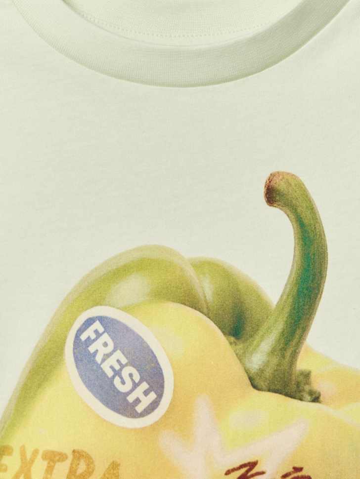 футболка оверсайз с принтом для мальчиков из хлопка спереди