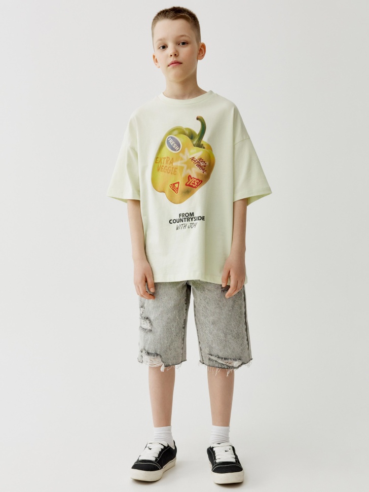 футболка оверсайз с принтом для мальчиков от бренда sela вид слева