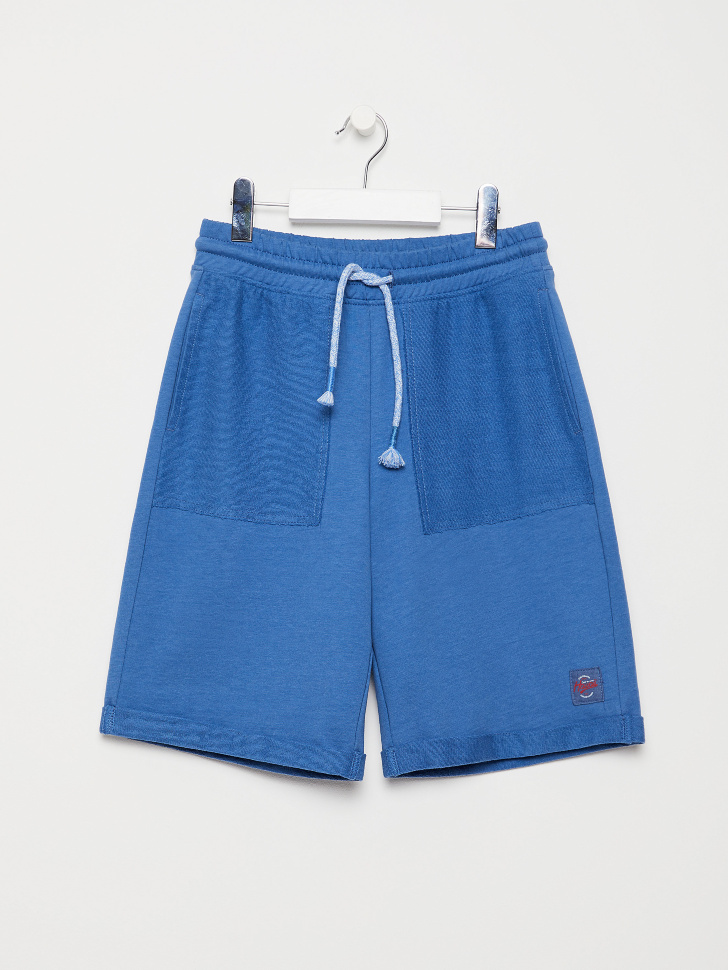 Трикотажные шорты с отворотами для мальчиков (синий, 128/ 8-9 YEARS)